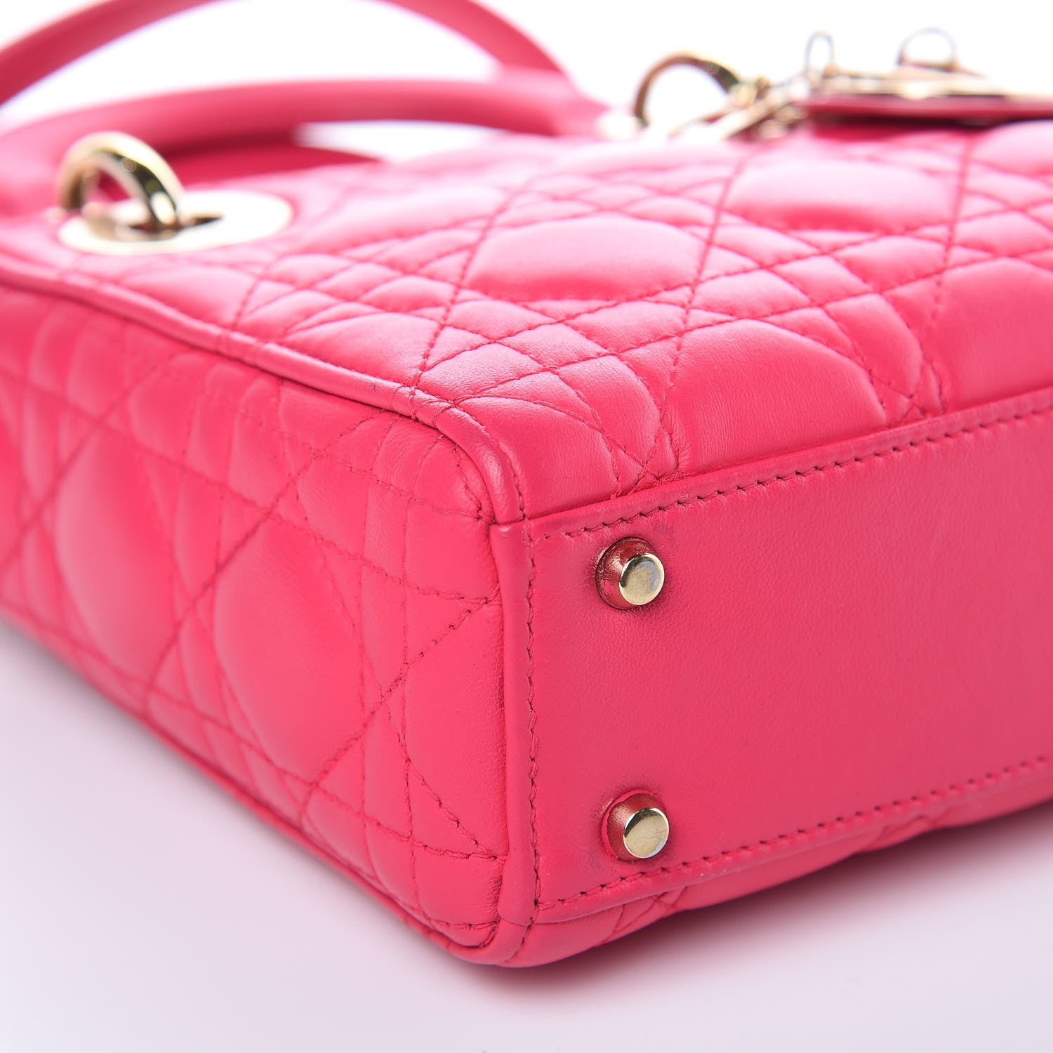 Christian Dior Lambskin Cannage Mini Lady Dior Fuchsia 8 of 13