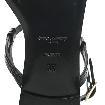 Saint Laurent Patent Calfskin Cassandra Monogram Sandals 36 Black 8 of 9