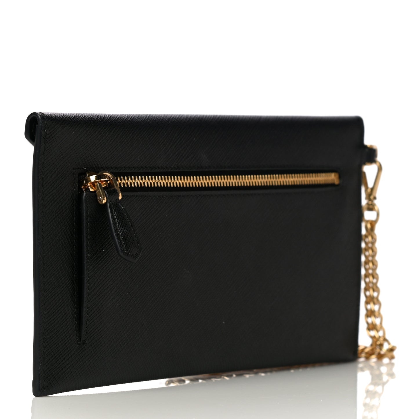Saffiano Envelope Wristlet Crossbody Wallet Black