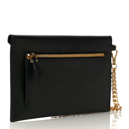 Prada Saffiano Envelope Wristlet Crossbody Wallet Black 4 of 14