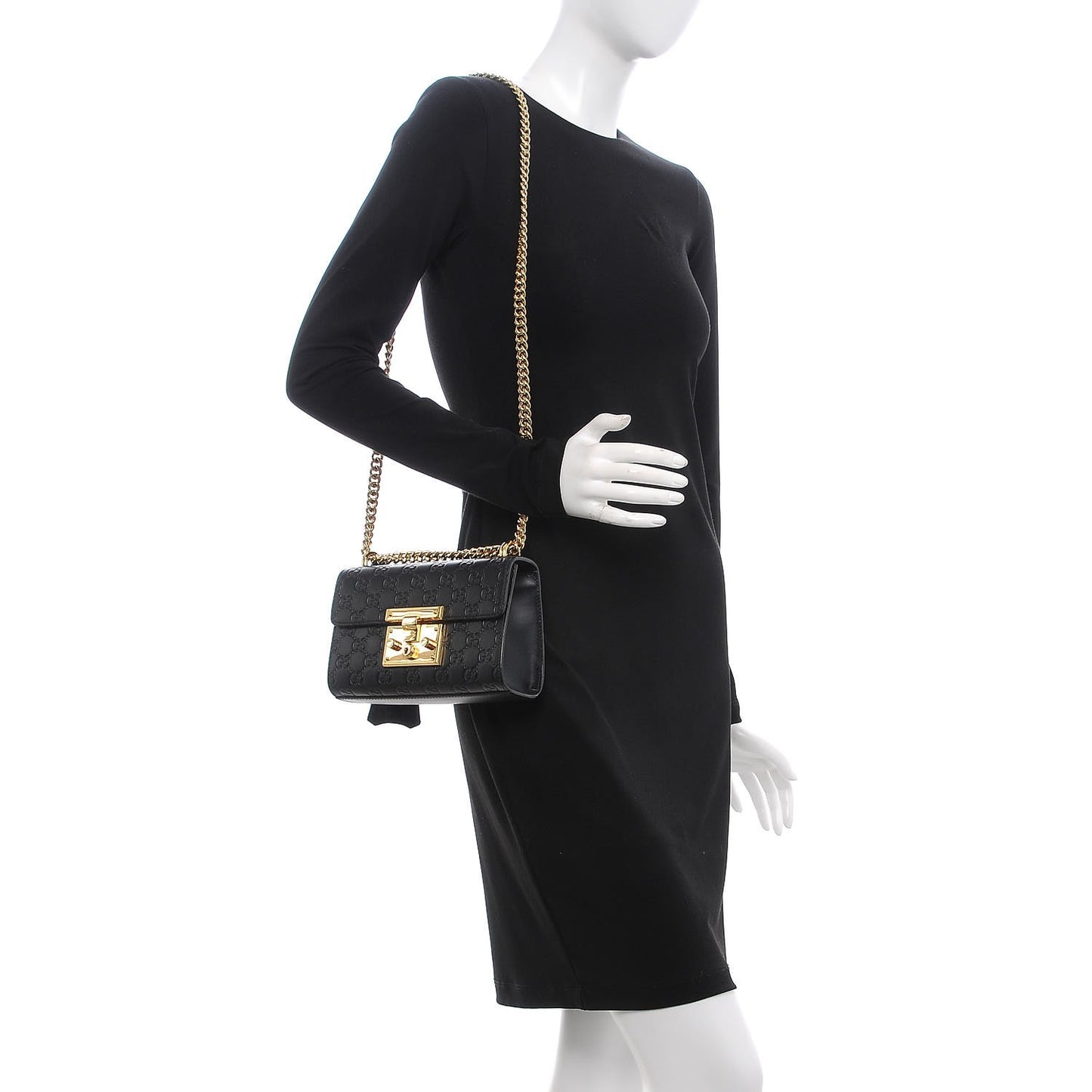 Guccissima Small Padlock Shoulder Bag Black