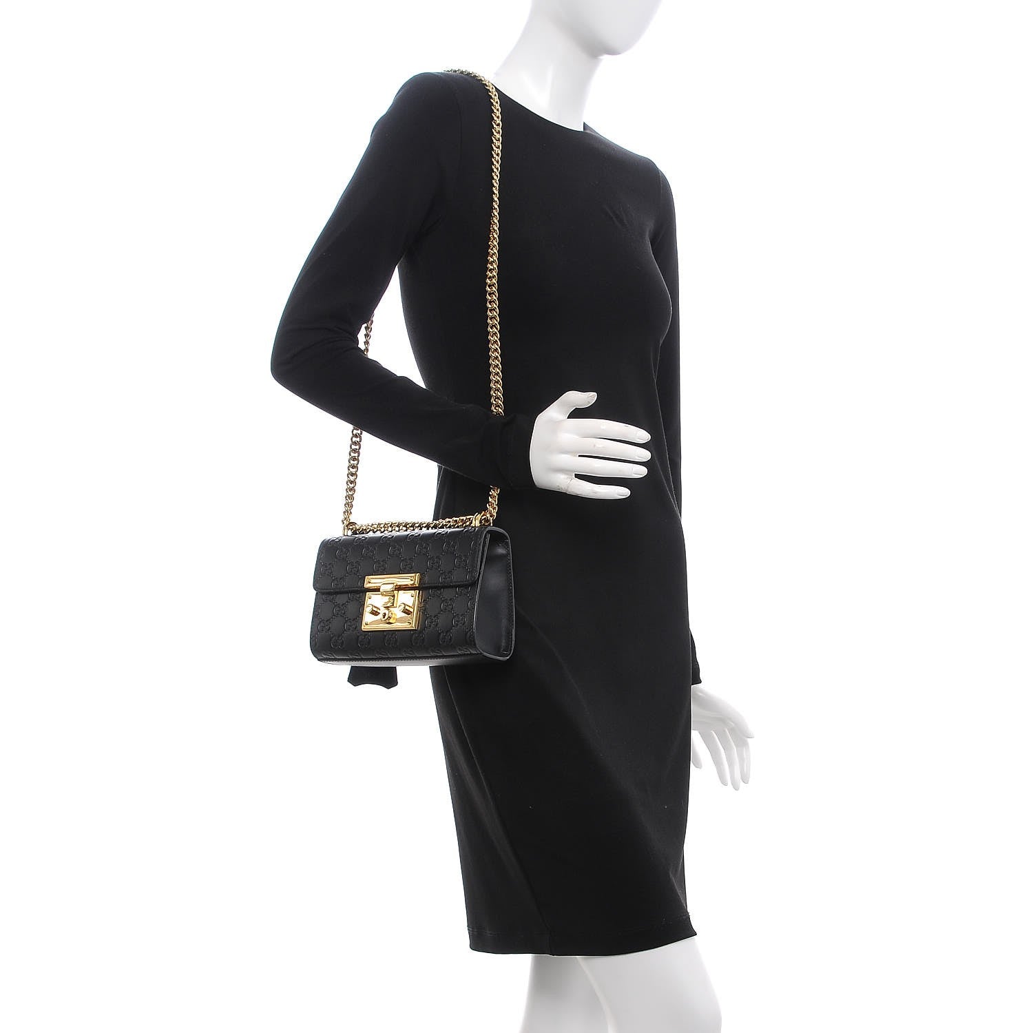 Gucci Guccissima Small Padlock Shoulder Bag Black 3 of 15