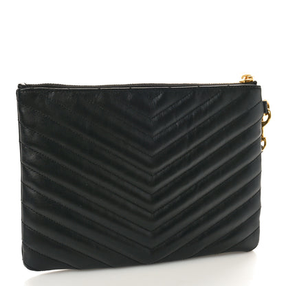 Saint Laurent Calfskin Matelasse Chevron Monogram A5 Wristlet Black 3 of 10