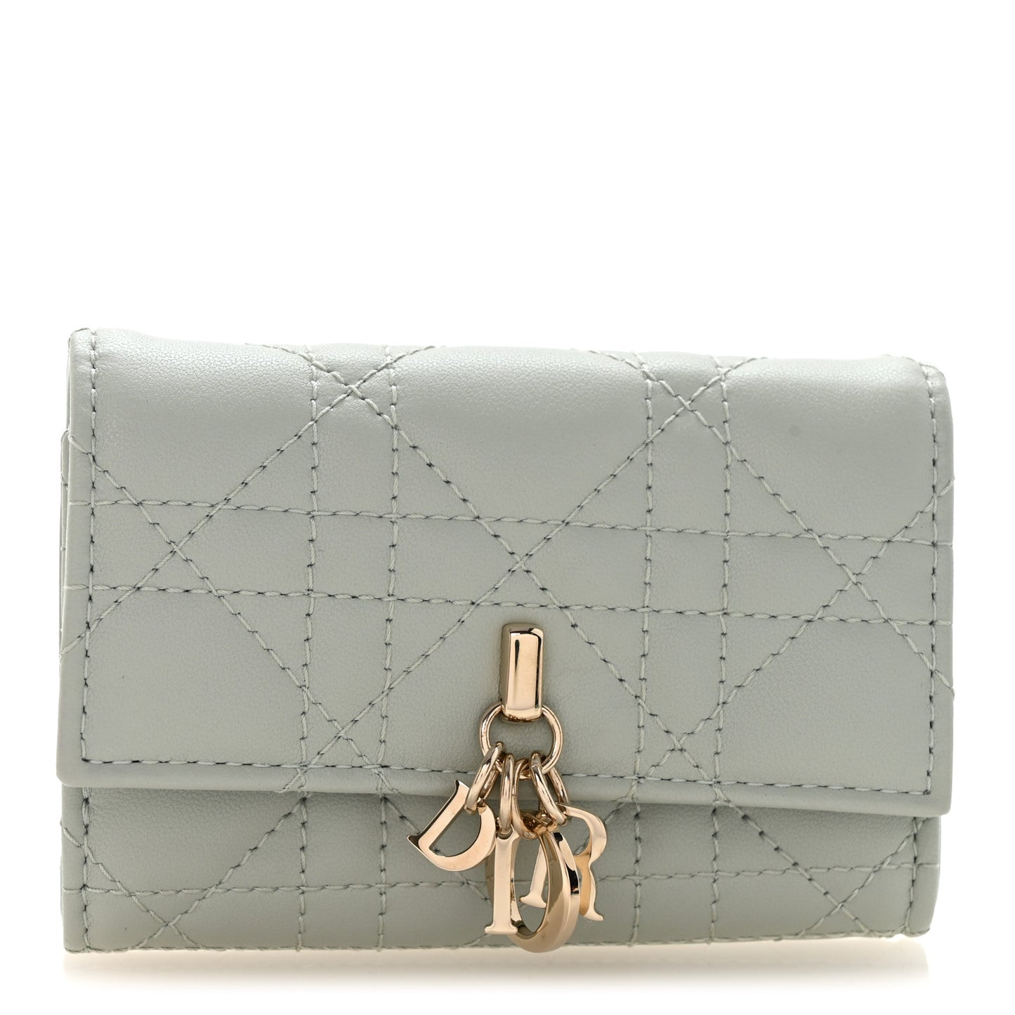 Lambskin Cannage Miss Dior Glycine Wallet Pistache