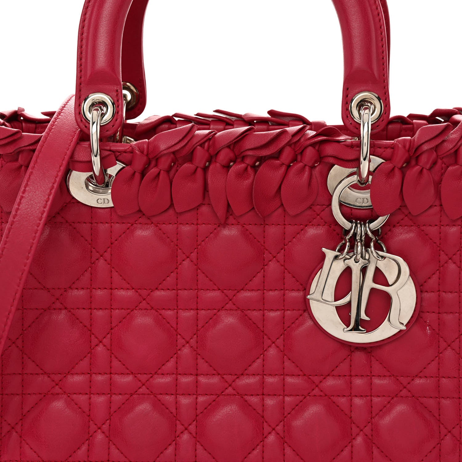 Christian Dior Lambskin Cannage Bow Medium Lady Dior Fuchsia 8 of 10