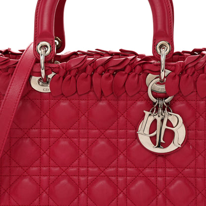 Christian Dior Lambskin Cannage Bow Medium Lady Dior Fuchsia 8 of 10