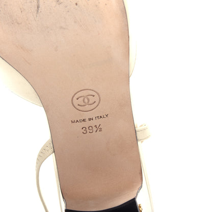 Chanel Patent Calfskin Cap Toe CC Slingback Pumps 39.5 White Black 9 of 12