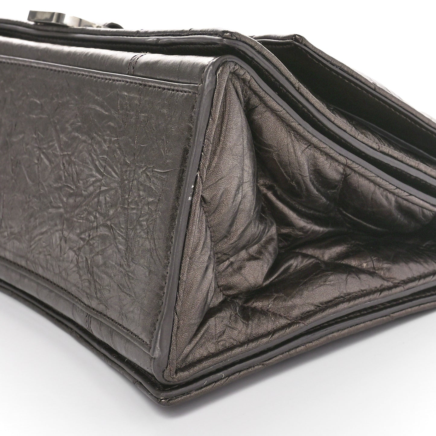 Metallic Crushed Calfskin Quilted Medium Crush Chain Bag Dark Bronze
