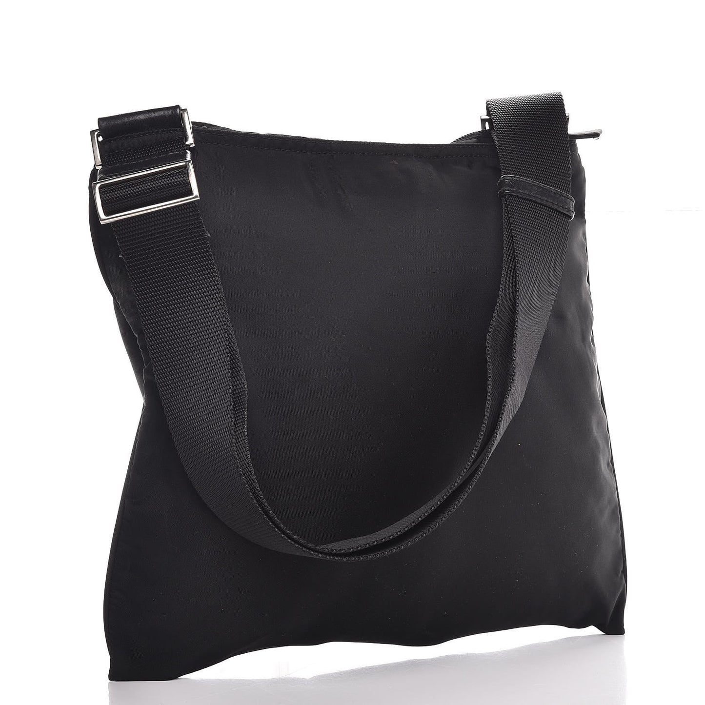 Nylon Small Flat Messenger Bag Black