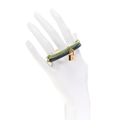 Louis Vuitton Snakeskin Keep It Twice Bracelet Blue Green 2 of 5