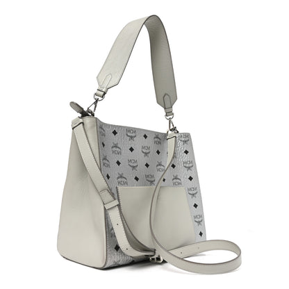 MCM Metallic Visetos Medium Aren Hobo Silver 3 of 9