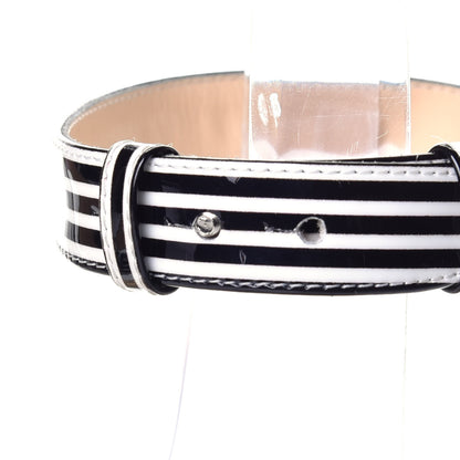 Christian Louboutin Patent PVC Striped Illusion Jonatina 100 Sandals 38 Black White 8 of 9