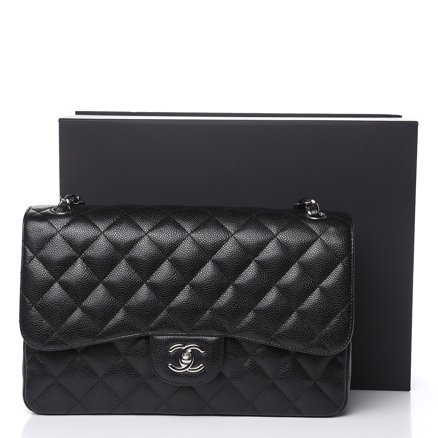 Caviar Quilted Jumbo Double Flap Black