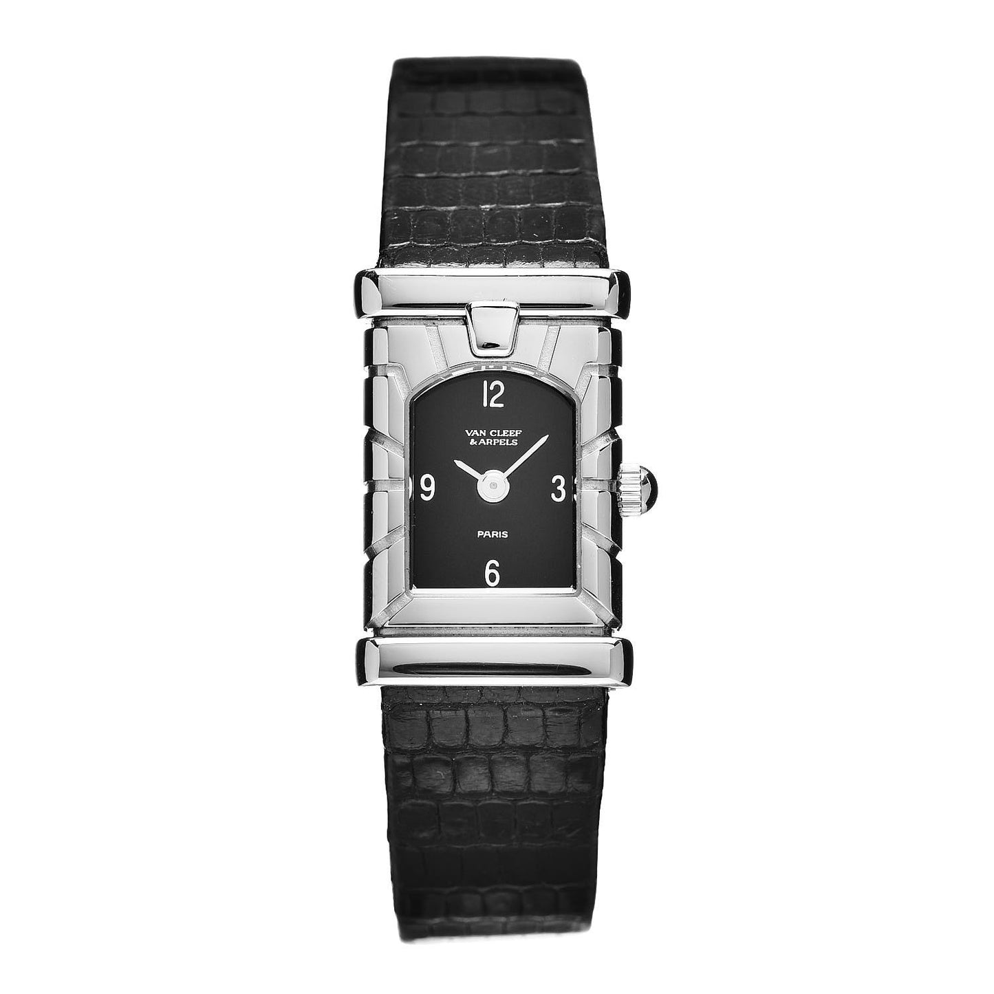 Stainless Steel Lizard 14mm Facade Quartz Watch Black