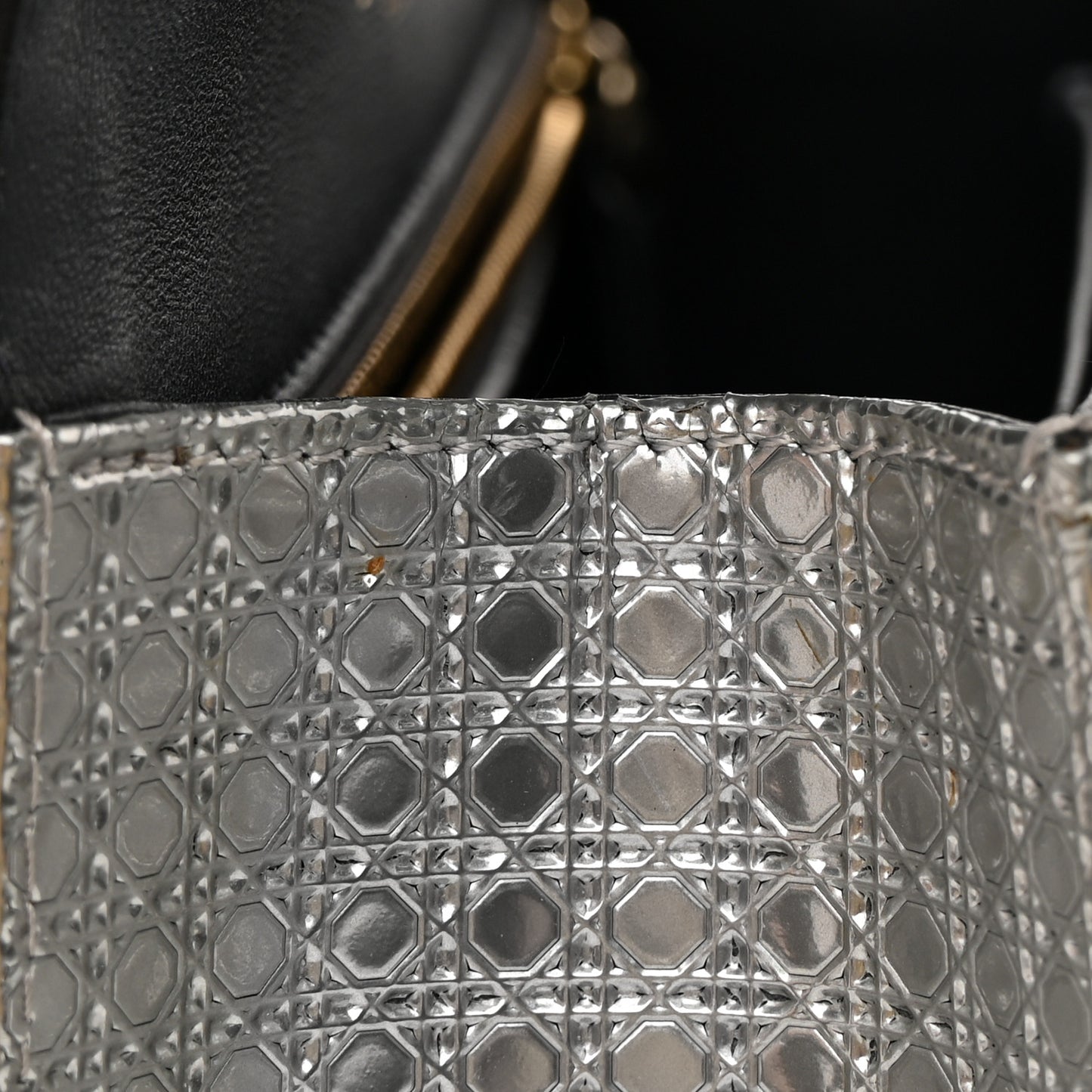 Metallic Patent Micro-Cannage Small Diorama Flap Bag Silver