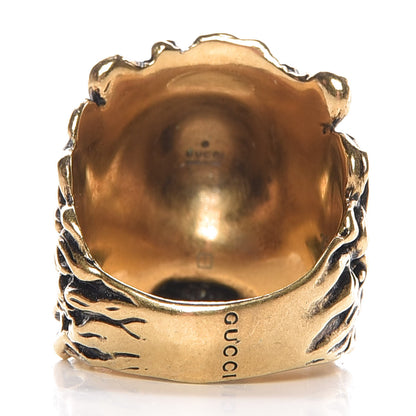 Gucci Metal Lion Head Ring 10.5 Aged Gold 4 of 6