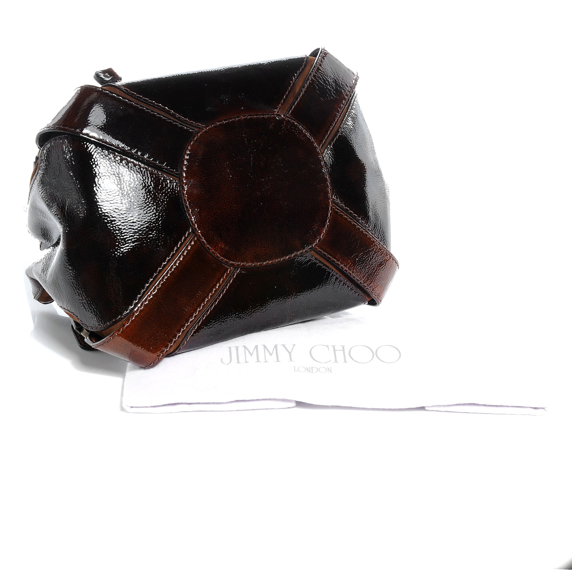 Jimmy Choo Liquid Patent Leather and Suede Mahala Cognac 5 of 9