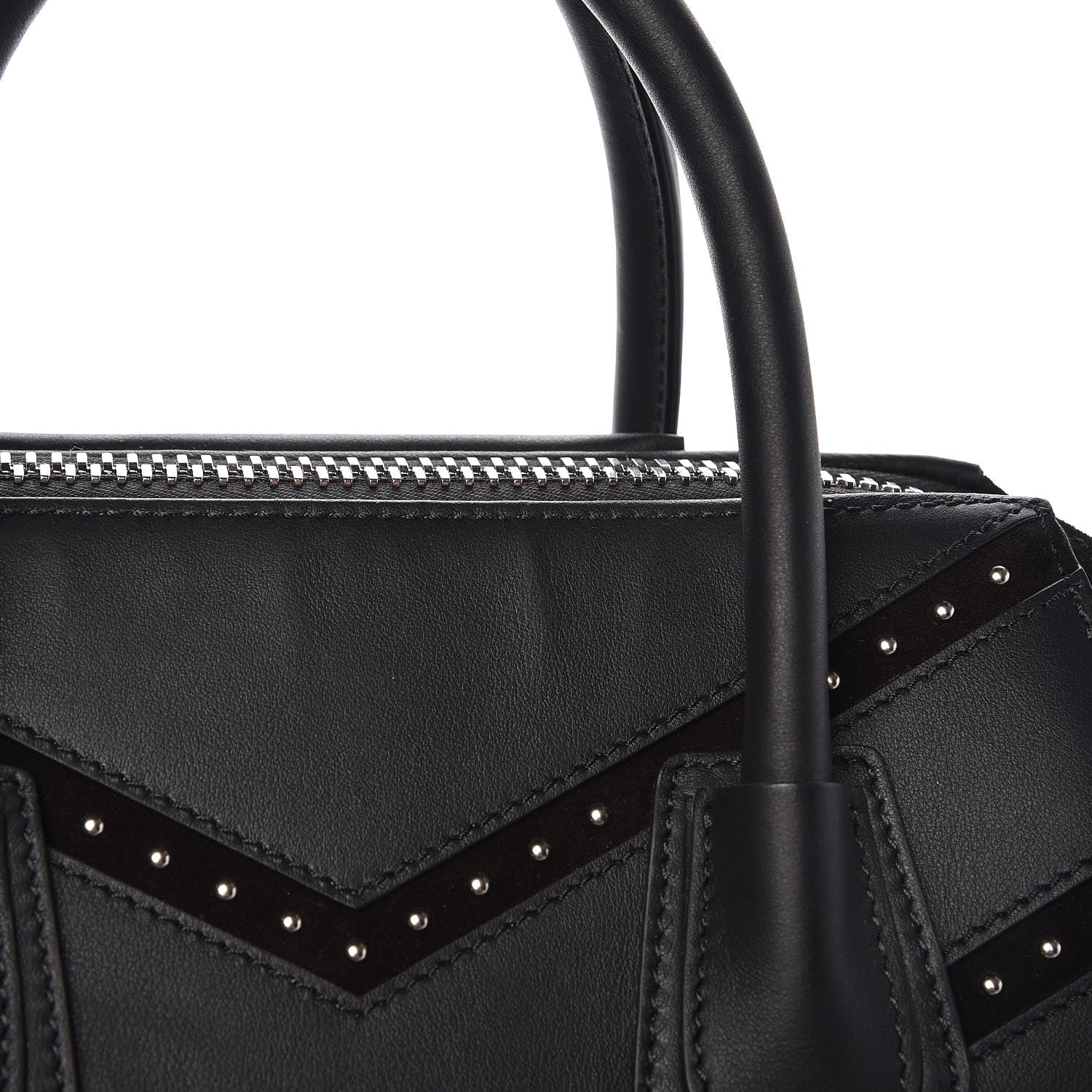 Givenchy Calfskin Suede Small Studded Chevron Antigona Black 10 of 10
