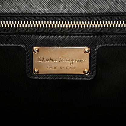 Salvatore Ferragamo Printed Calfskin Ginny Shoulder Bag Black 6 of 11