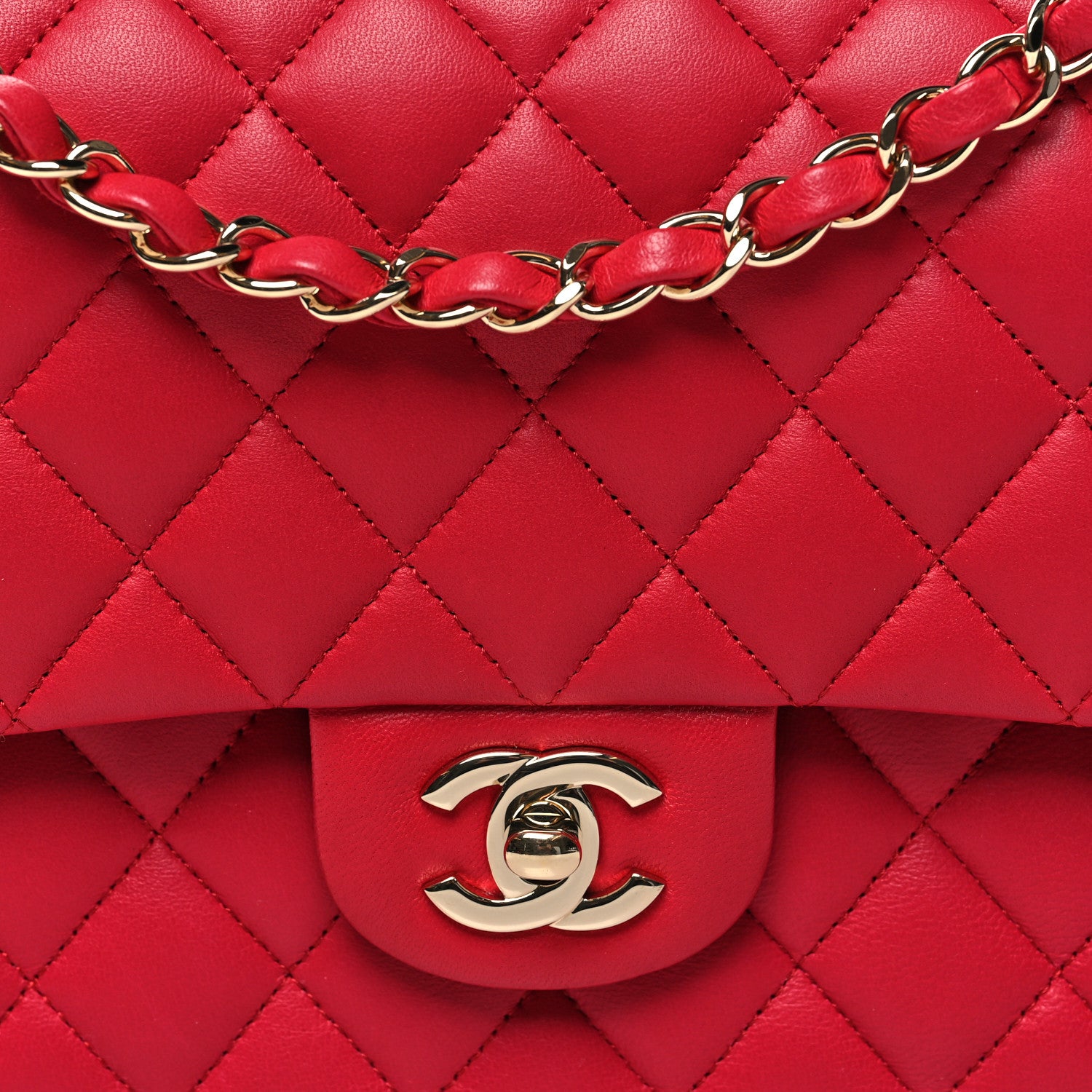 Chanel Lambskin Quilted Medium Double Flap Red 8 of 10