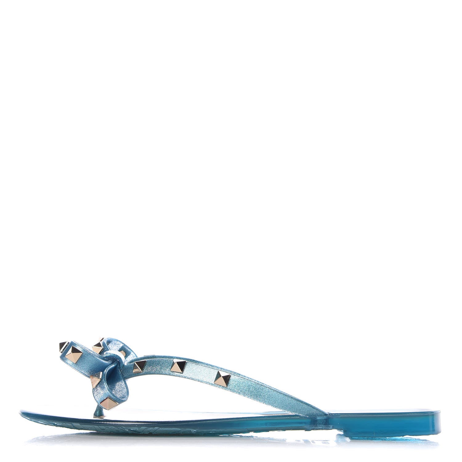 Valentino Garavani PVC Jelly Glitter Rockstud Bow Thong Sandals 38 Cerulean 1 of 8