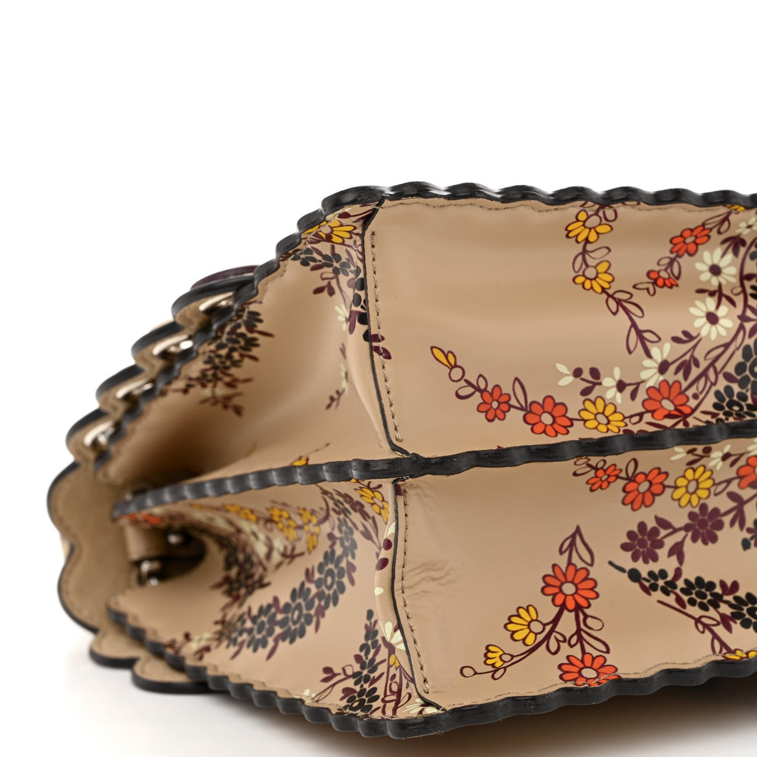 Fendi Calfskin Japanese Blossom Scalloped Studded Kan I Shoulder Bag 9 of 10