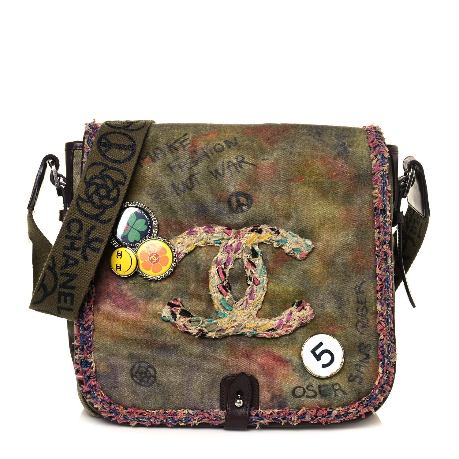 Chanel Washed Toile Graffiti On The Pavements Messenger Khaki Multicolor 1 of 12