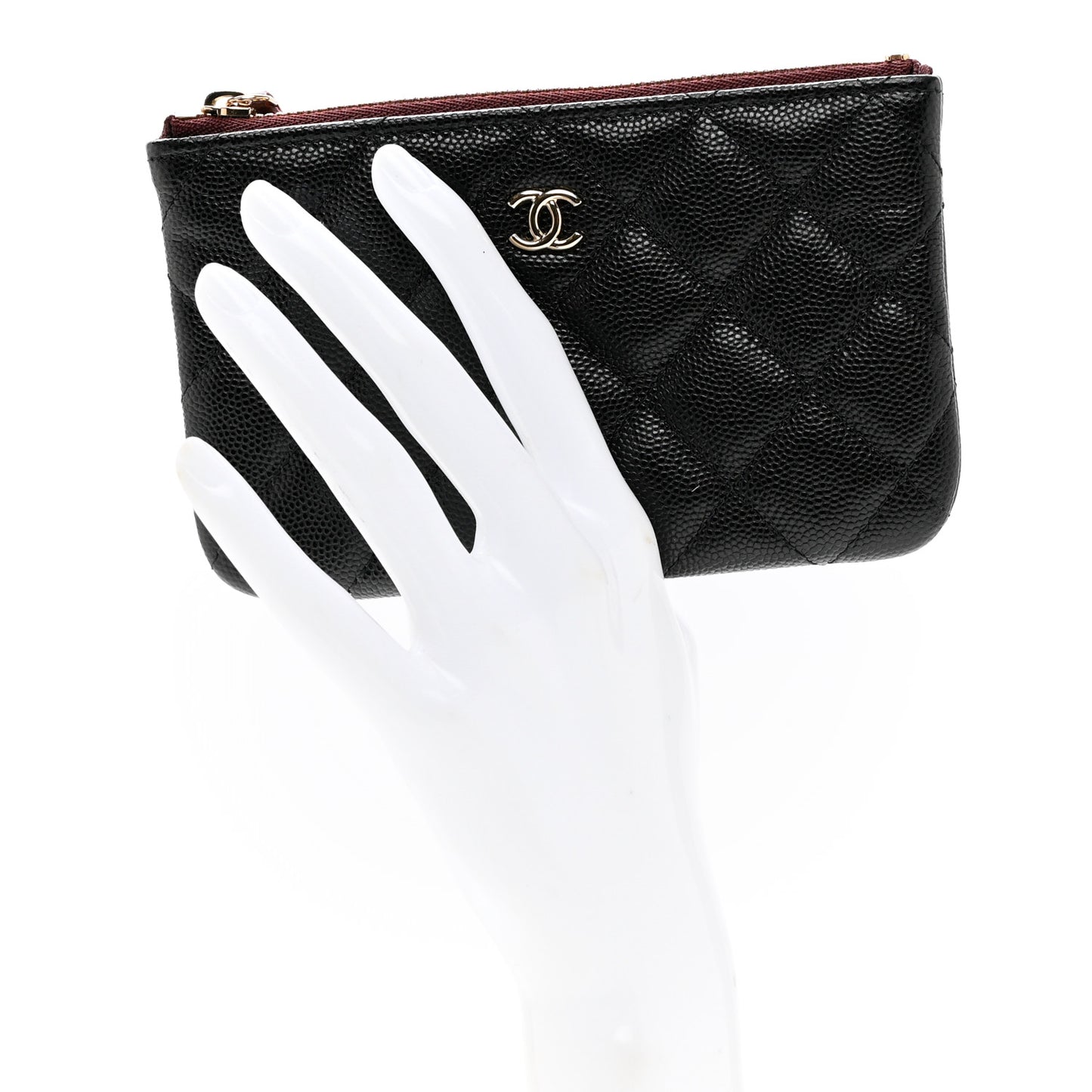 Caviar Quilted Small Cosmetic Case Black
