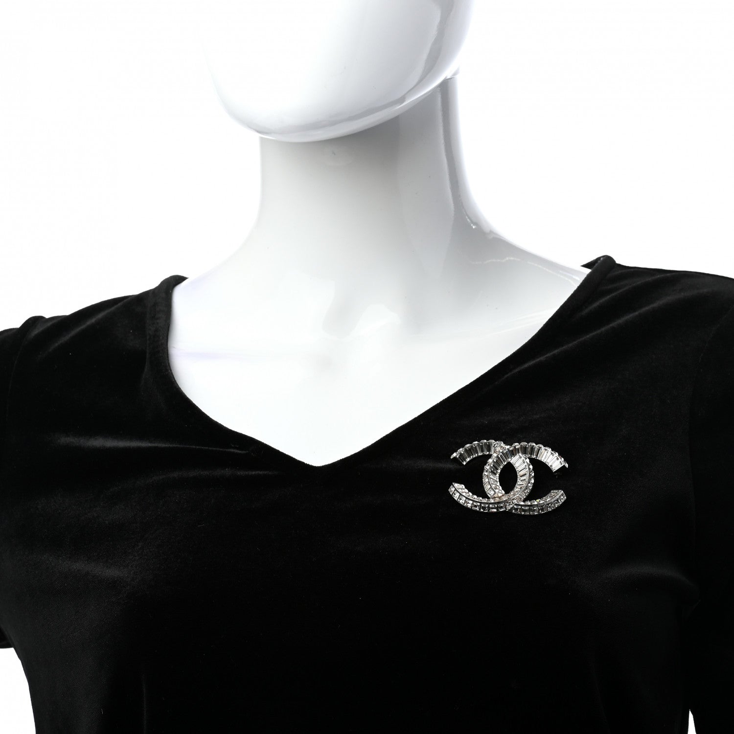 Chanel Baguette Crystal CC Brooch Silver 2 of 4