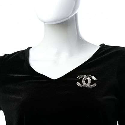 Chanel Baguette Crystal CC Brooch Silver 2 of 4