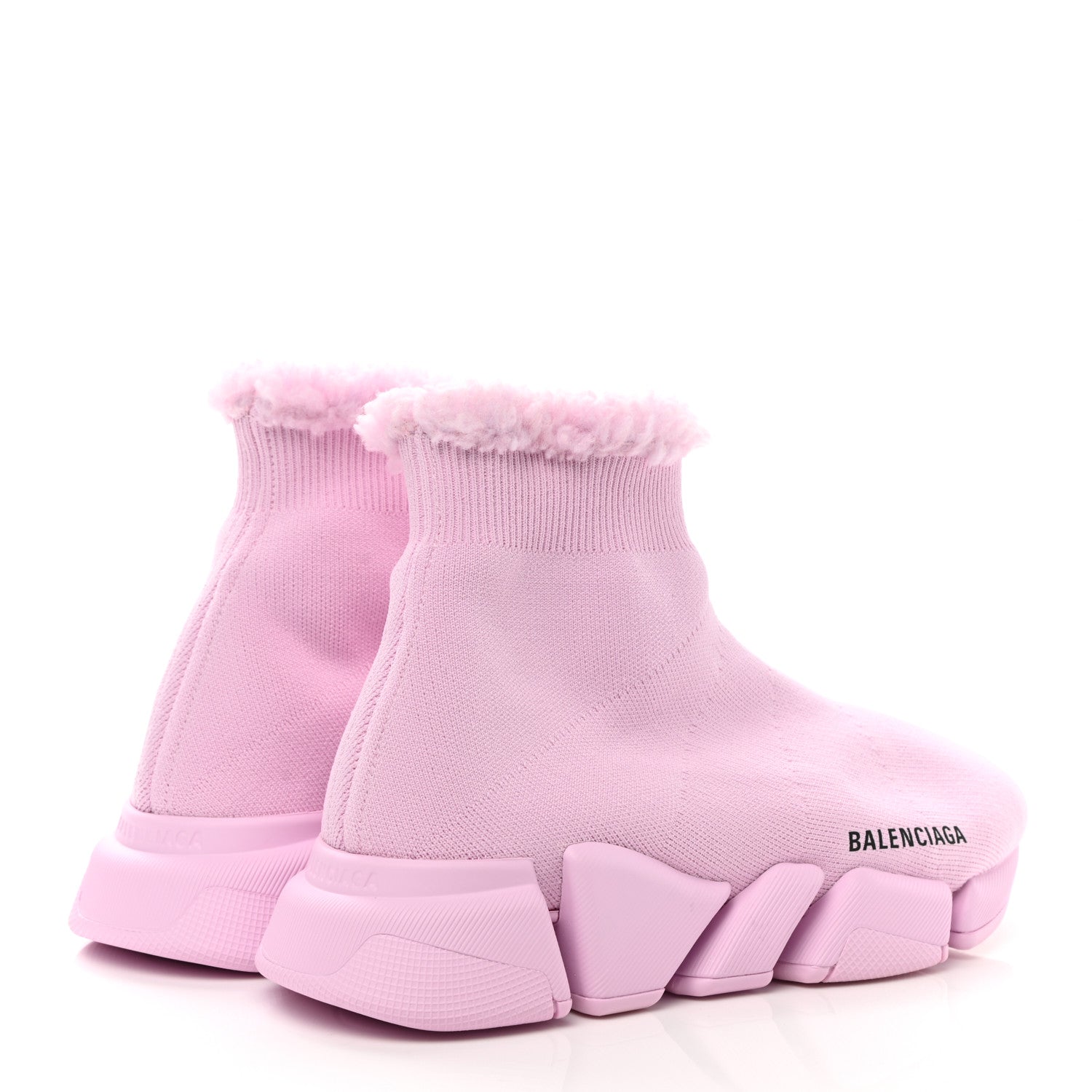 Balenciaga Technical 3D Recycled Knit Faux Fur Womens Speed 2.0 Sneakers 38 Light Pink 4 of 7
