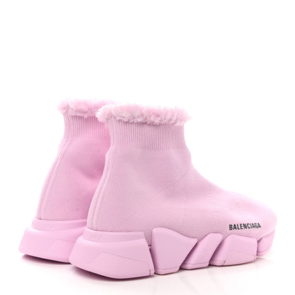 Balenciaga Technical 3D Recycled Knit Faux Fur Womens Speed 2.0 Sneakers 38 Light Pink 4 of 7