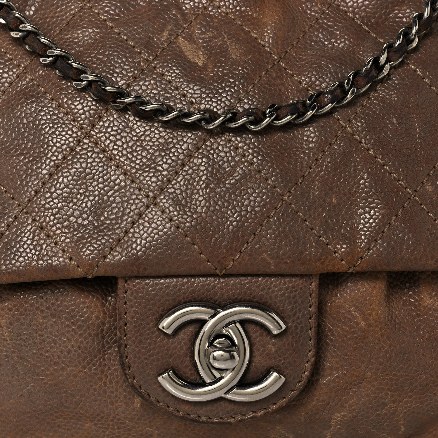 Chanel Caviar Quilted Medium Elastic Flap Brown 8 of 14