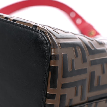 Fendi Vitello Grace F is Fendi Bi-Color FF 1974 Embossed Grande Mon Tresor Bucket Bag Maya Black Fragola 10 of 13