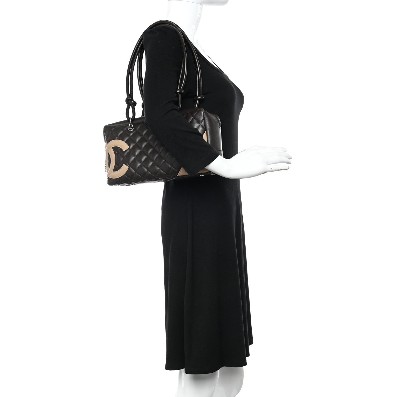 Chanel Calfskin Quilted Cambon Large Bowler Brown Beige 2 of 11