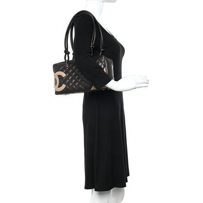 Chanel Calfskin Quilted Cambon Large Bowler Brown Beige 2 of 11