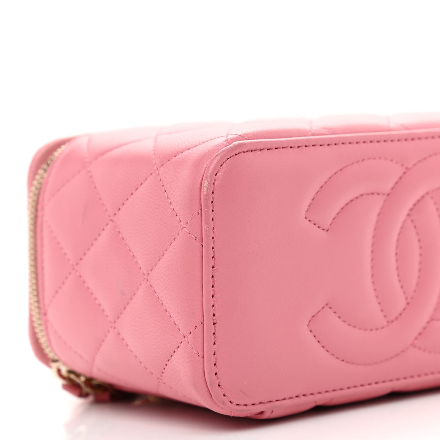 Chanel Lambskin Quilted Small Top Handle Vanity Case With Chain Dark Pink 8 of 10