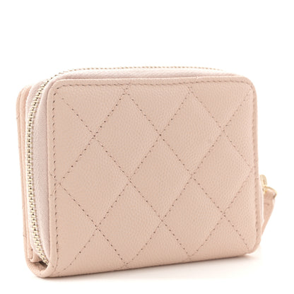 Chanel Caviar Quilted Compact Zipped Wallet Beige 3 of 9