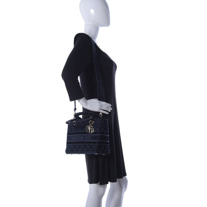 Christian Dior Velvet Cannage Medium Lady D-Lite Blue 2 of 11