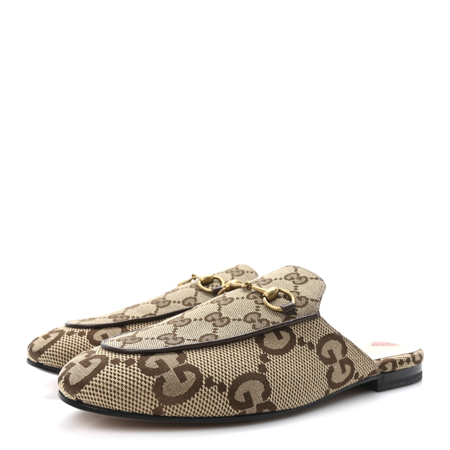 Monogram Jumbo GG Malaga Kid Womens Princetown Slippers 38.5 Camel Ebony New Acero Beige