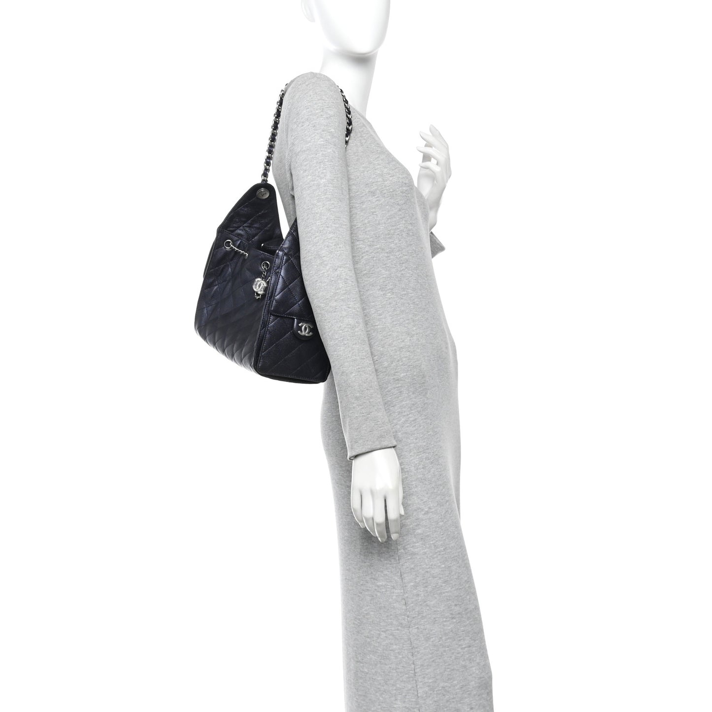 Caviar Quilted Small Chanel 25 Handbag Dark Navy