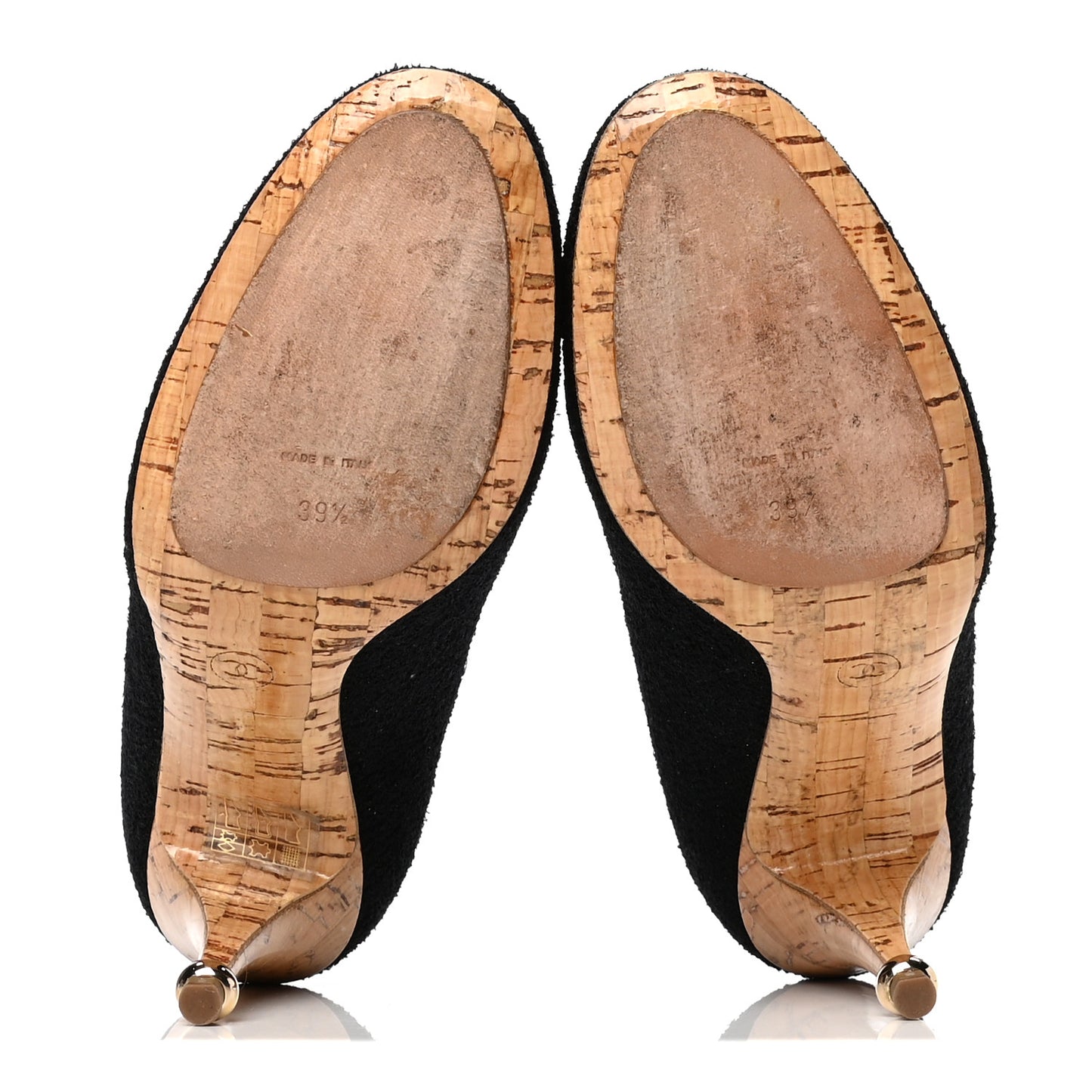Tweed Crystal Cork CC Pumps 39.5 Black