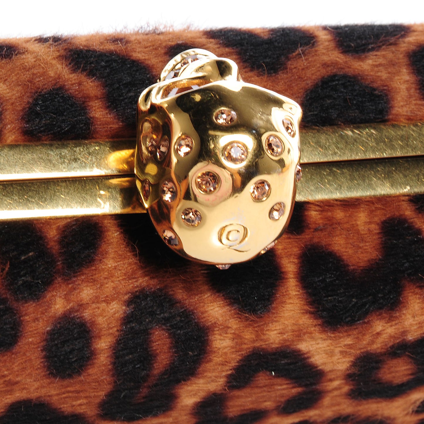 Leopard Print Calf Hair Box Clutch