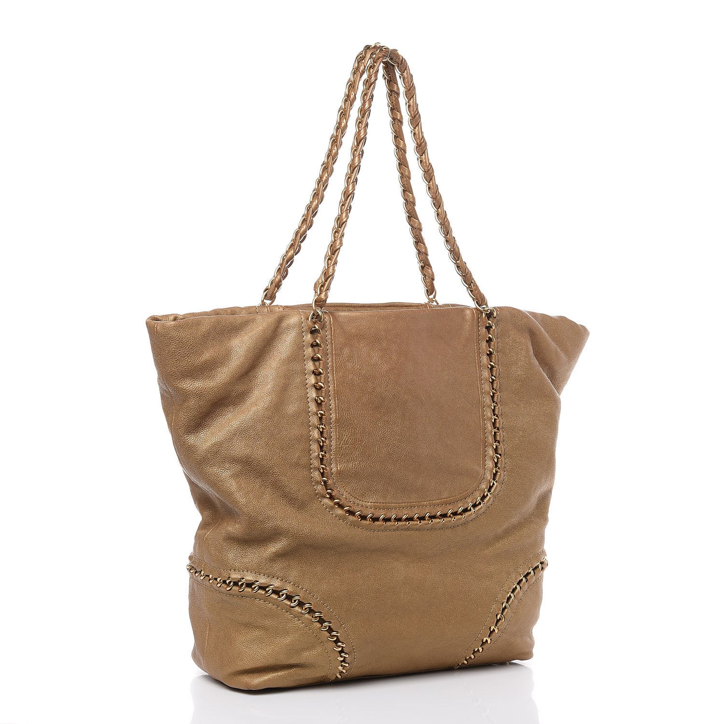 Metallic Goatskin Ligne Tote Gold