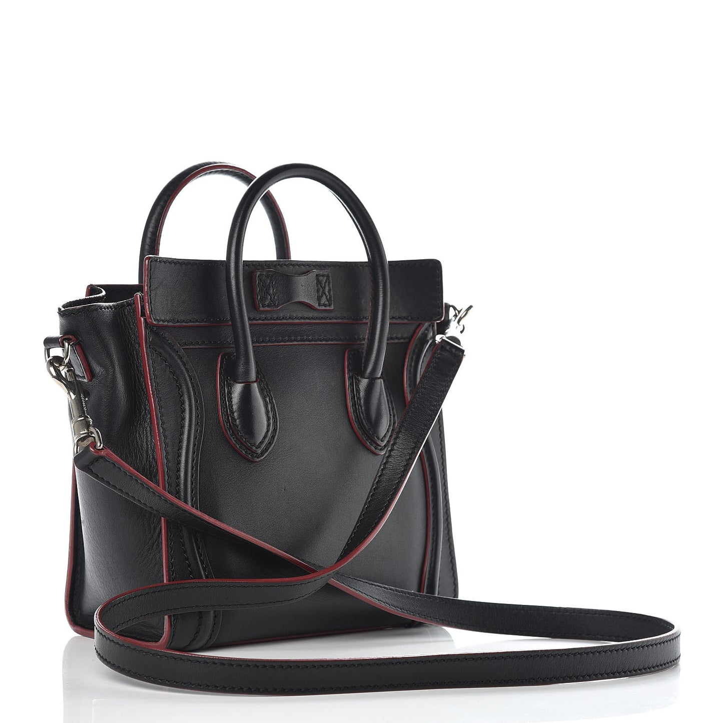 Smooth Calfskin Nano Luggage Black Red