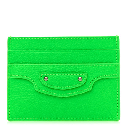 Balenciaga Grained Calfskin Neo Classic Card Holder Fluo Green 1 of 8