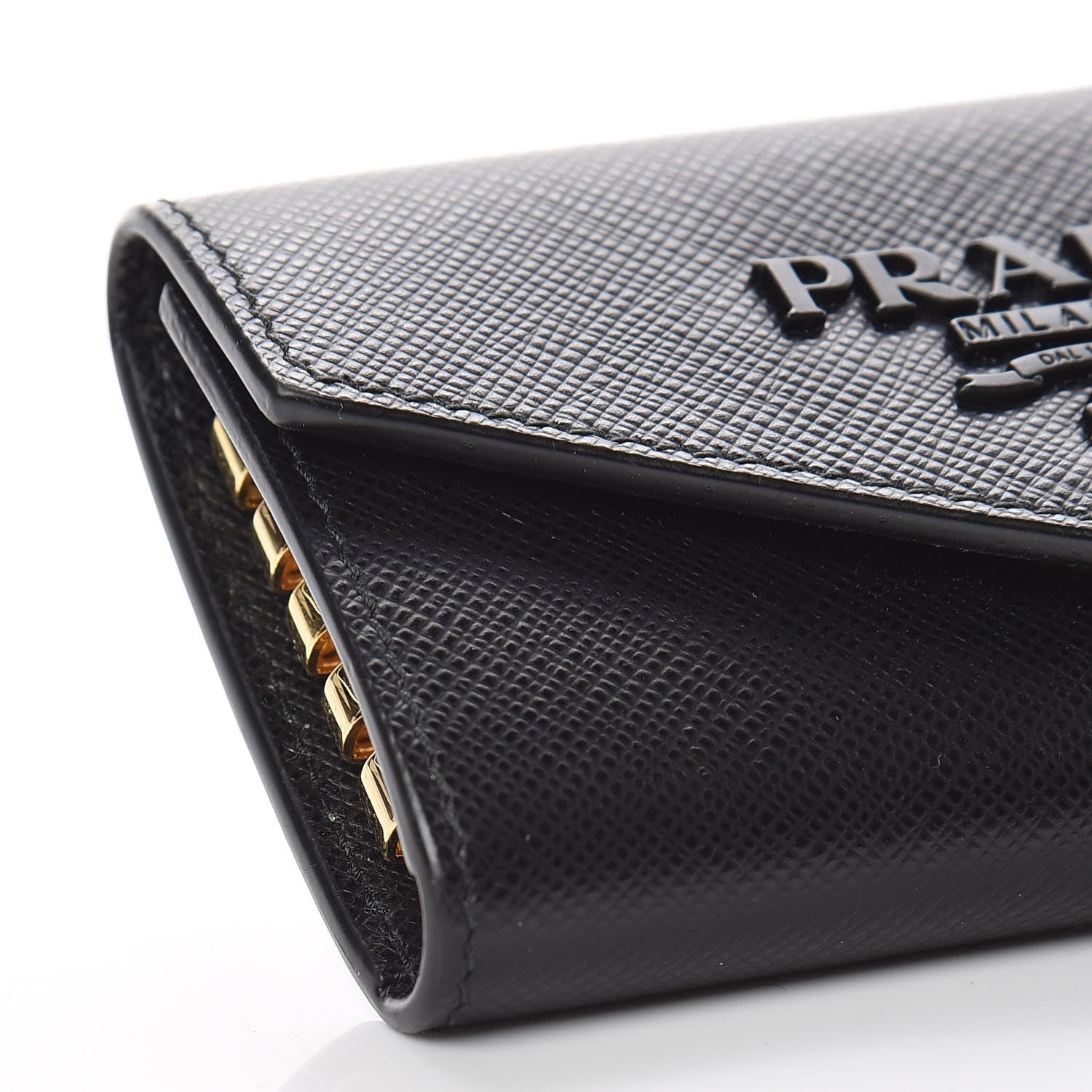 Prada Saffiano Shine Monochrome 4 Key Holder Black 7 of 11