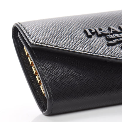 Prada Saffiano Shine Monochrome 4 Key Holder Black 7 of 11