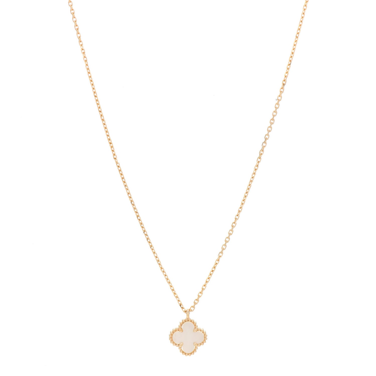 Van Cleef & Arpels 18K Yellow Gold Mother of Pearl Sweet Alhambra Pendant Necklace 1 of 5