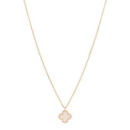 Van Cleef & Arpels 18K Yellow Gold Mother of Pearl Sweet Alhambra Pendant Necklace 1 of 5